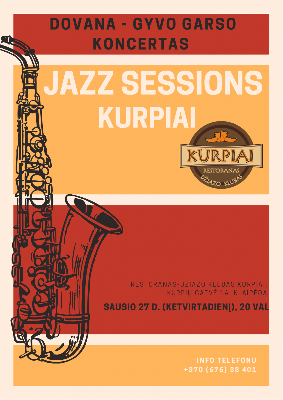Gyvo garso koncertas Jazz Sessions Kurpiai