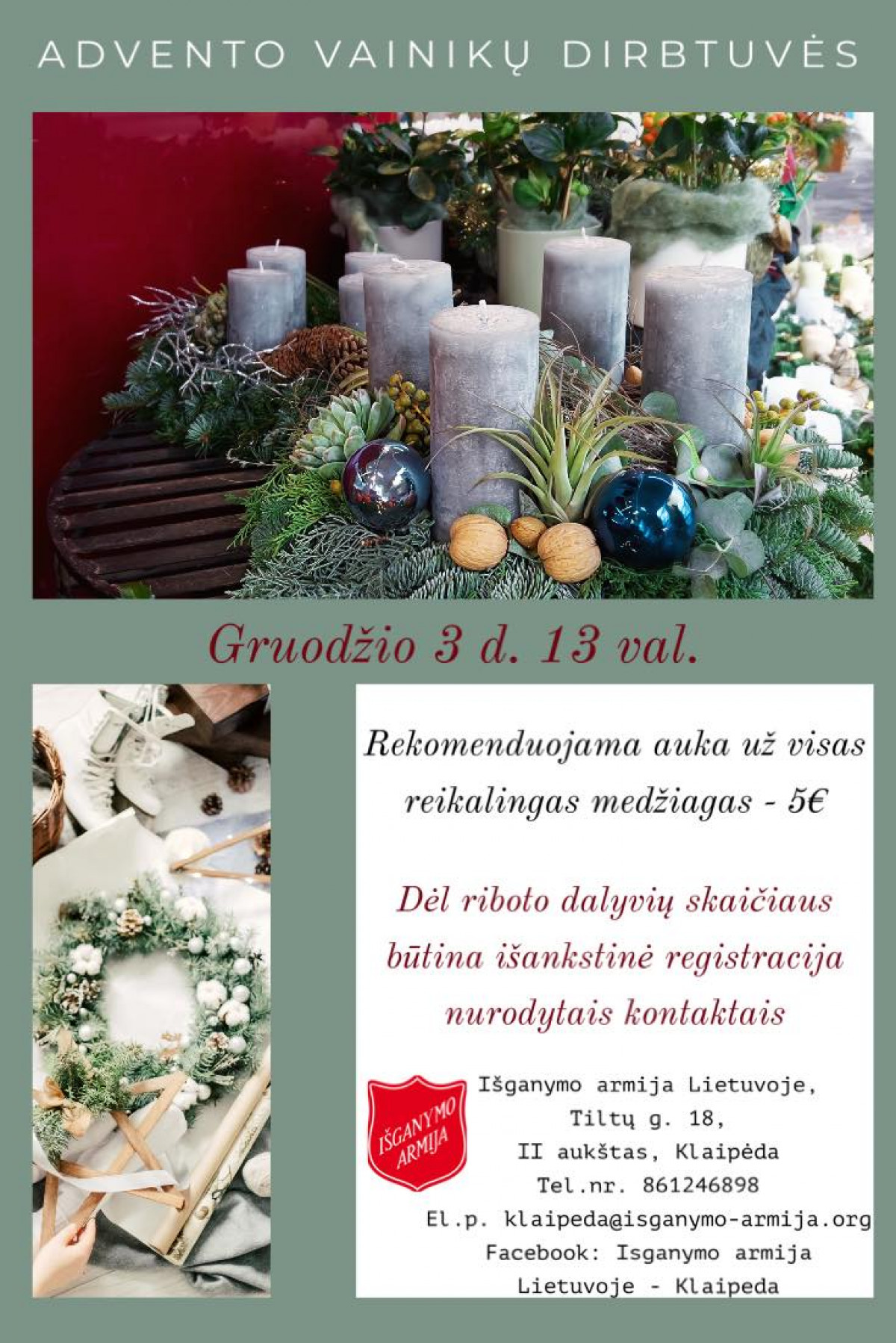 Advento vainikų dirbtuvės