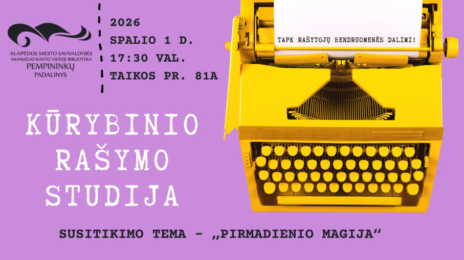 Renginio nuotrauka, Kūrybinio rašymo studijos susitikimas. Tema – „Pirmadienio magija“