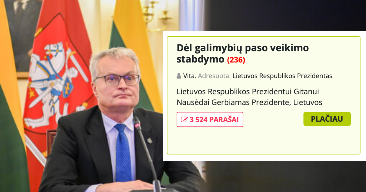 Į Prezidentą kreipsis su peticija „Dėl galimybių paso veikimo stabdymo“: pasirašė ir Ignas Vėgėlė