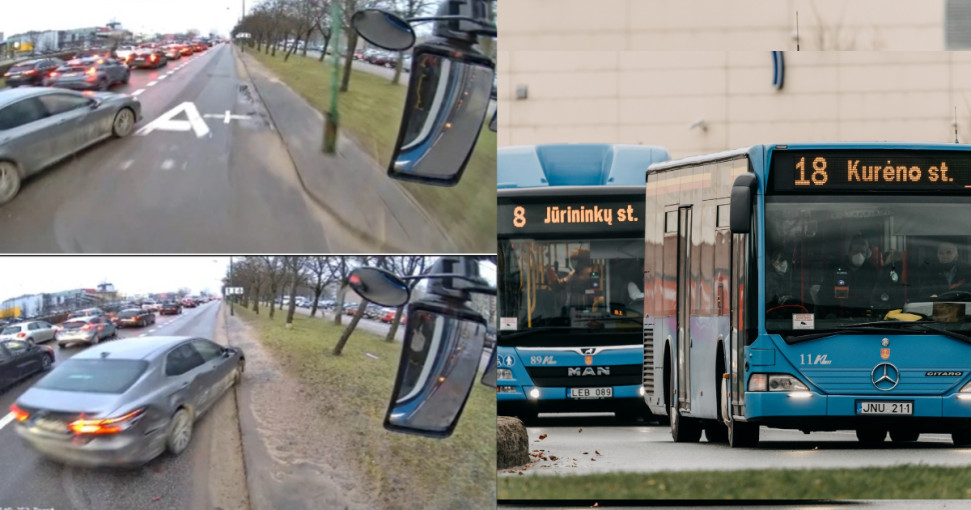 Pateikė vaizdus iš priekinės autobuso kameros: užfiksuota avarinė situacija