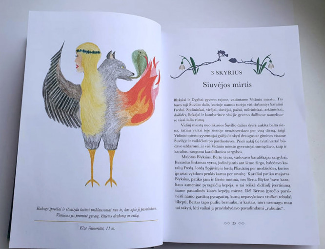 Vienuolikmetės klaipėdietės E. Vainoriūtės iliustracija išspausdinta naujoje J. K. Rowling knygoje „Ikabogas“