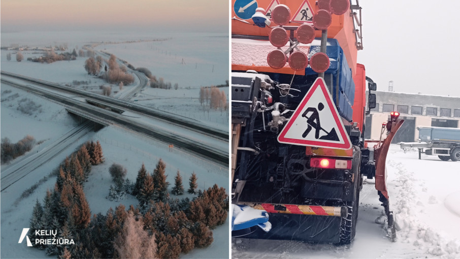 Žiemiškų orų išbandymas: kelininkai dirba be poilsio, vairuotojai raginami budrumui