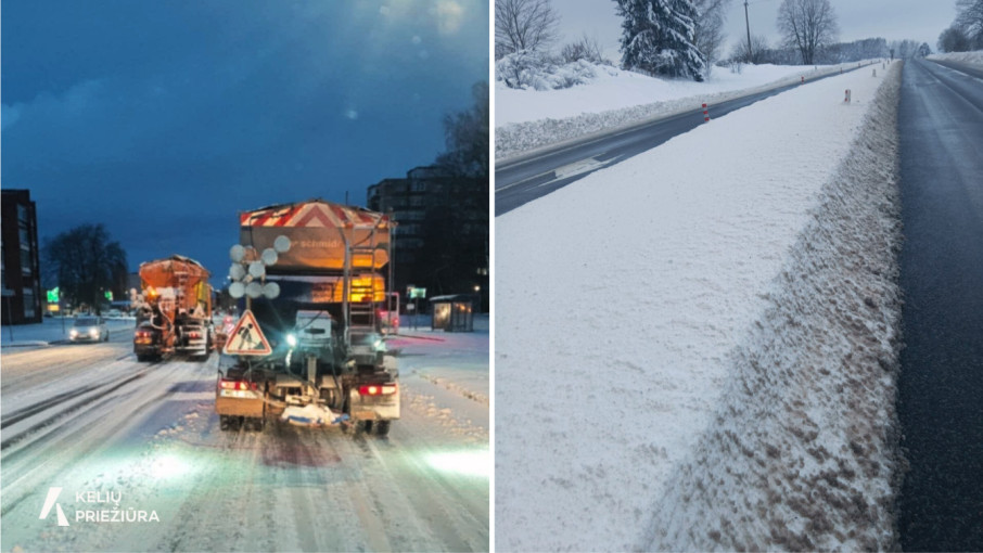 Daugiau nei 100 tūkstančių kilometrų: kelininkai dirba paromis, eismo sąlygos išlieka sudėtingos
