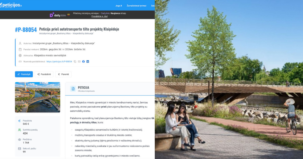 Klaipėdoje pradėta peticija dėl Bastionų tilto projekto: gyventojai siekia platesnės diskusijos