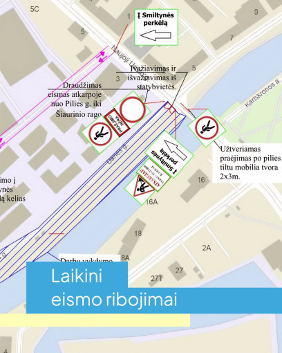 Laikini eismo ribojimai dėl Šiaurės rago rekonstrukcijos darbų