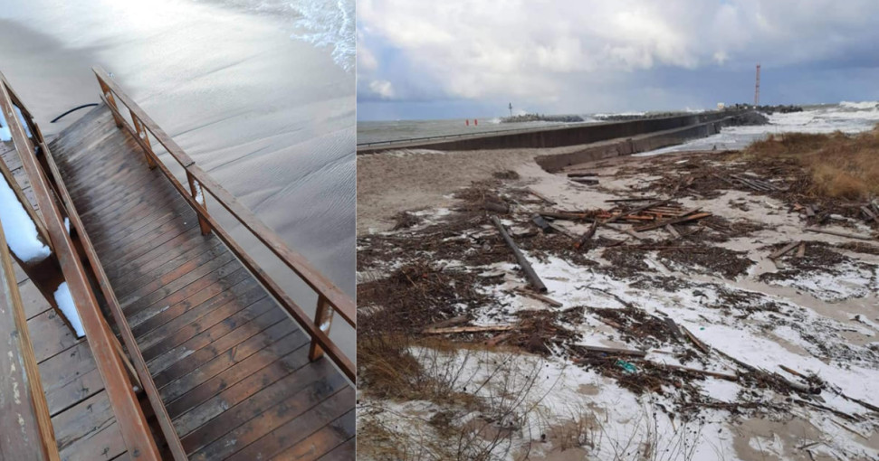Klaipėdos paplūdimiuose - audros padariniai